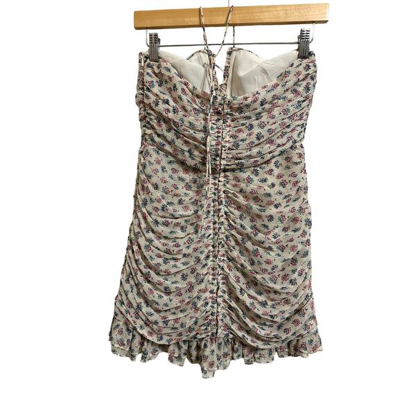 Zara women's beige floral ruched mini halter dress size XS - Picture 6 of 6